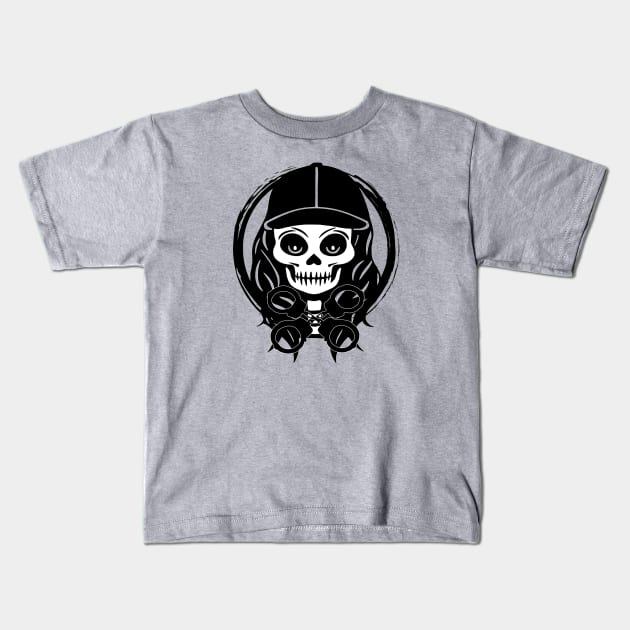 Security Skull and Crossed Handcuffs Black Logo Kids T-Shirt by Nuletto